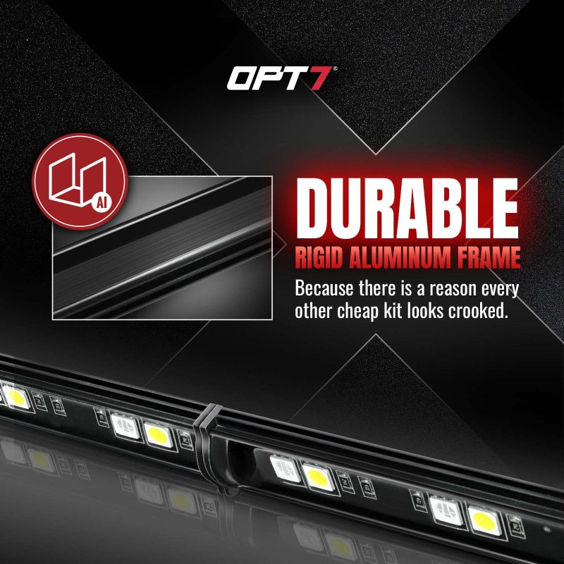 OPT7 60" Redline Parlux Single Row LED Tailgate Light Bar w/Red Turn Signal, Rigid Aluminum Frame Strip â€“ Fits 2005â€“2014 F150, RAM, Silverado/Sierra 1500 â€“ Full Functions: Brake, Reverse, Running - Image 4